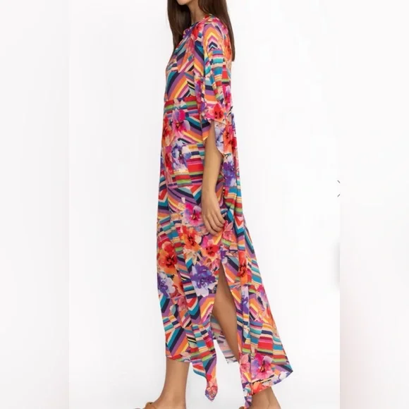 Johnny Was EUC Summer Stripes Maxi Kaftan dress - Picture 2 of 12